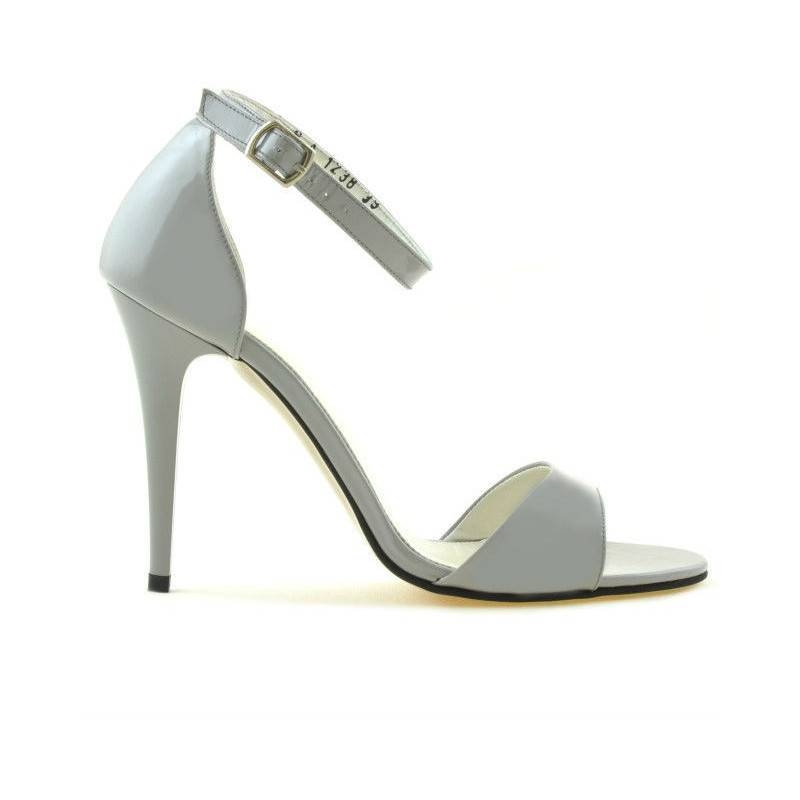Damen Sandalen 1238 hellgrauer Lack