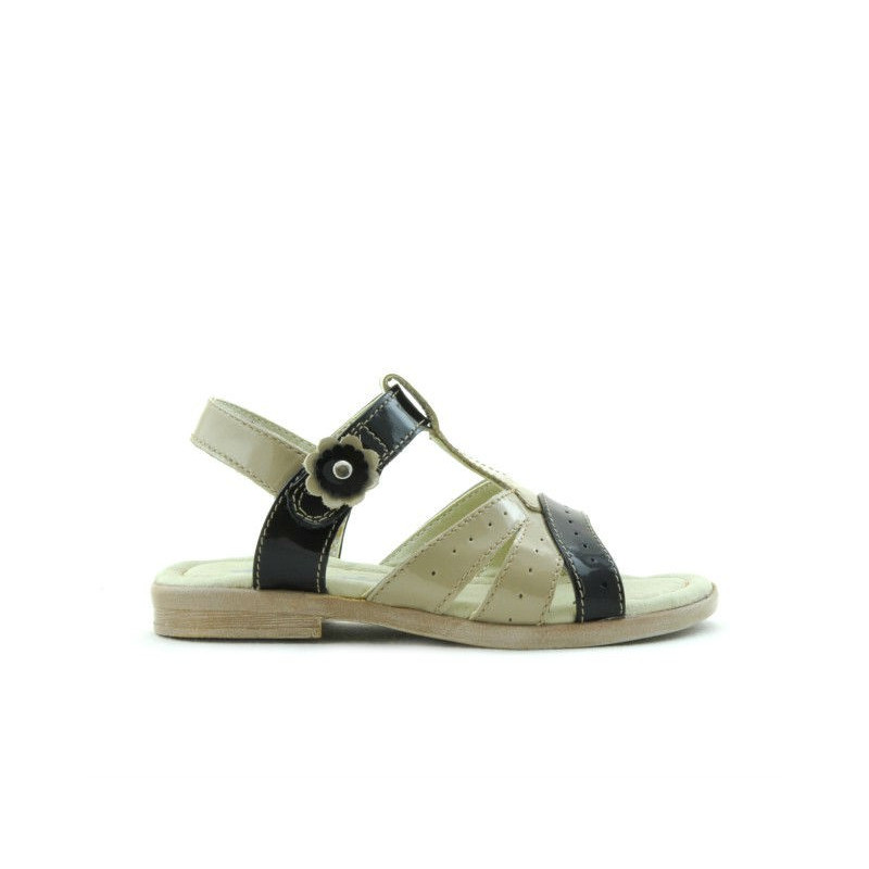 Kleinkindersandalen 18c Lack Beige+Schwarz
