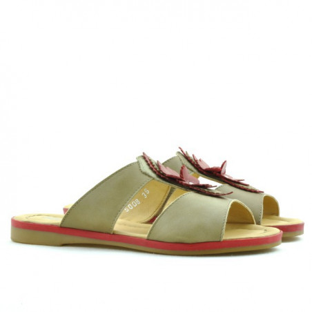 Damen Sandalen 5008 braun+rot