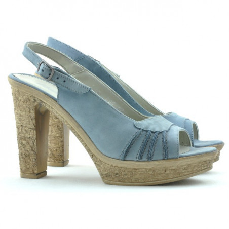 Damen Sandalen 597 blau Veloursleder