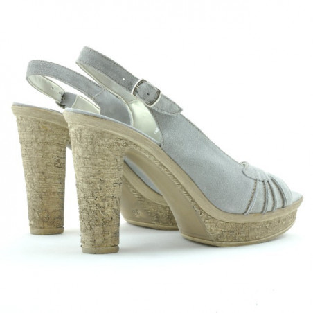 Damen Sandalen 597 hellgrau Velours