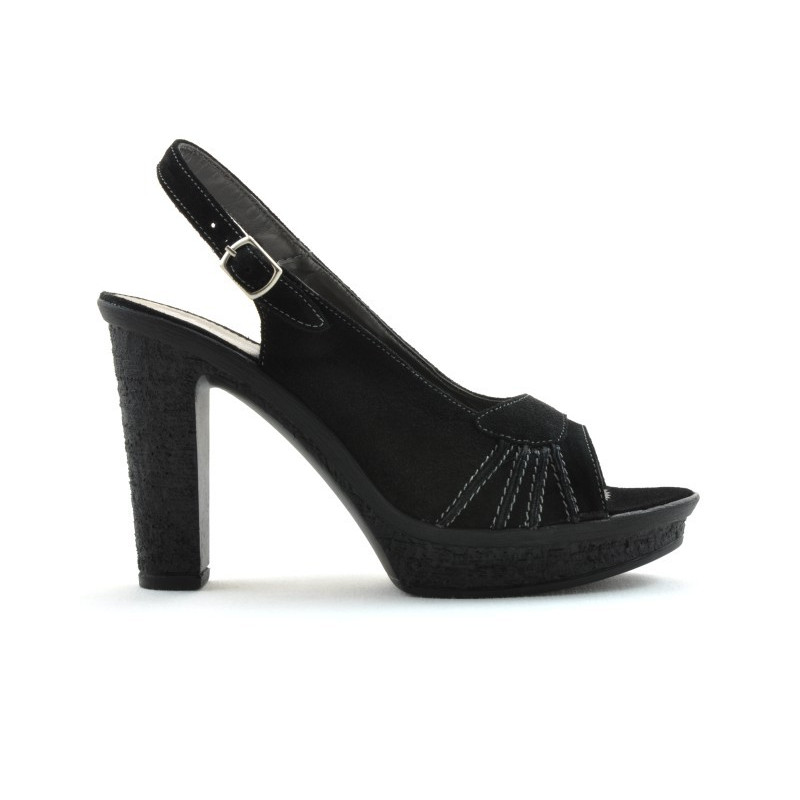 Damensandale 597 Schwarz Velours