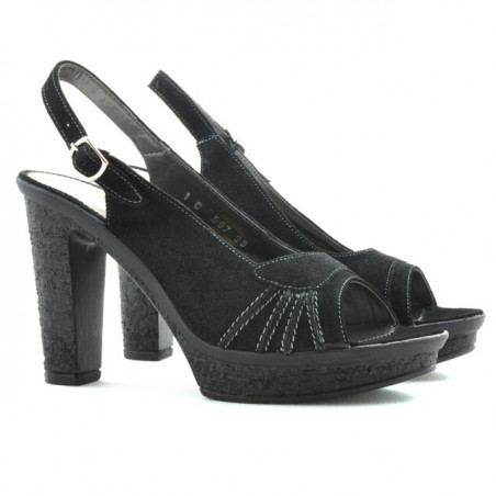 Damensandale 597 Schwarz Velours