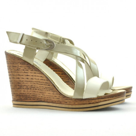 Damen Sandalen 5016 Lack Beige Kombiniert