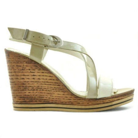 Damen Sandalen 5016 Lack Beige Kombiniert