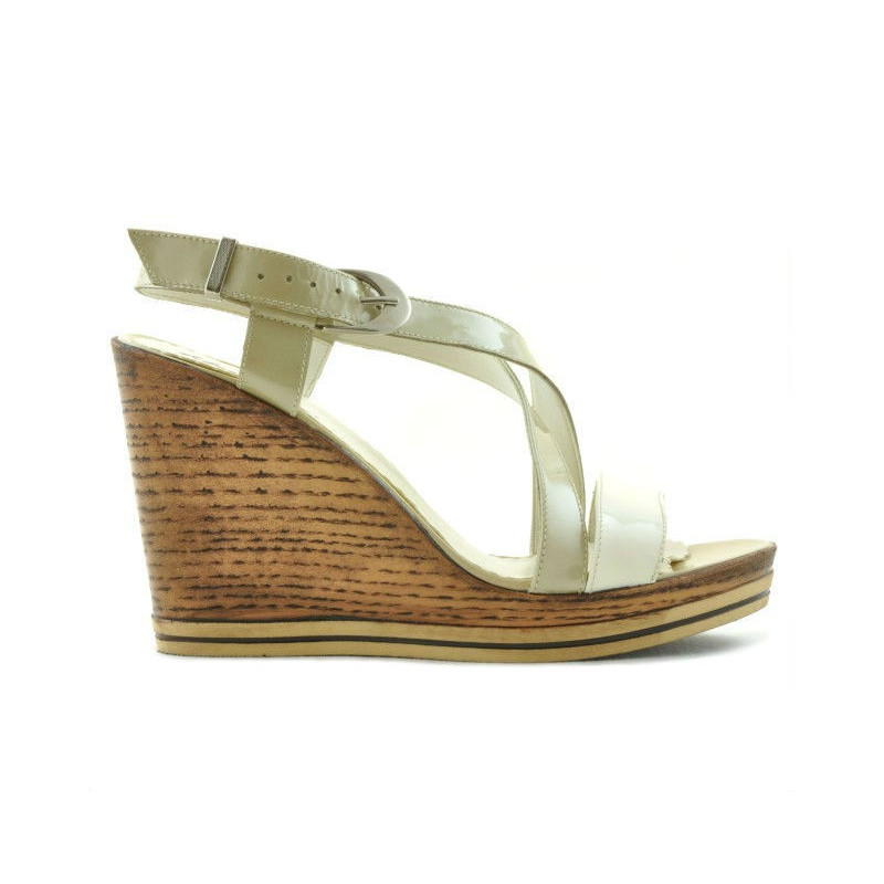 Damen Sandalen 5016 Lack Beige Kombiniert