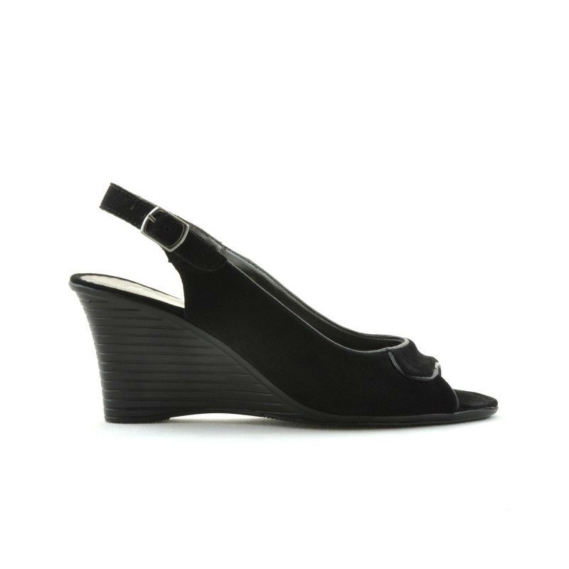 Damen Sandalen 596 Schwarz Veloursleder