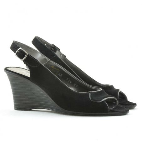 Damen Sandalen 596 Schwarz Veloursleder