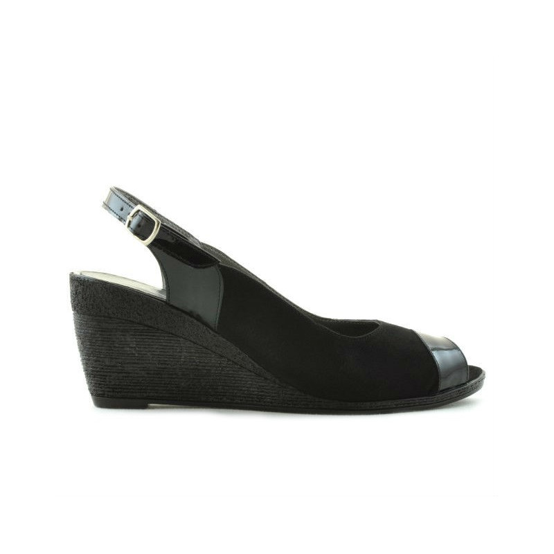Damensandalen 5019 in schwarzem Lack kombiniert