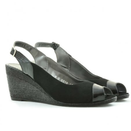 Damensandalen 5019 in schwarzem Lack kombiniert