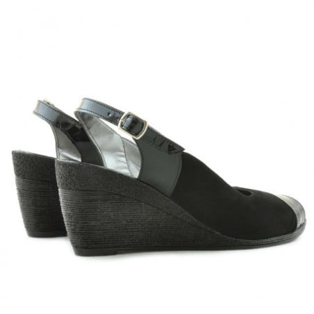 Damensandalen 5019 in schwarzem Lack kombiniert