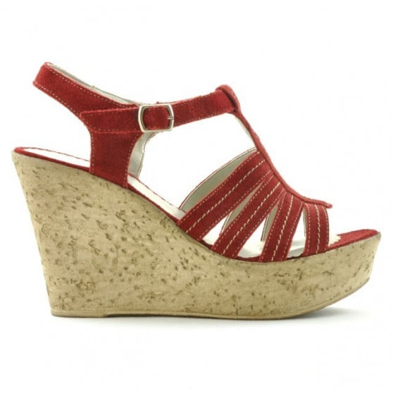 Damensandalen 598 Rot Veloursleder Damensandalen 598 Rot Veloursleder