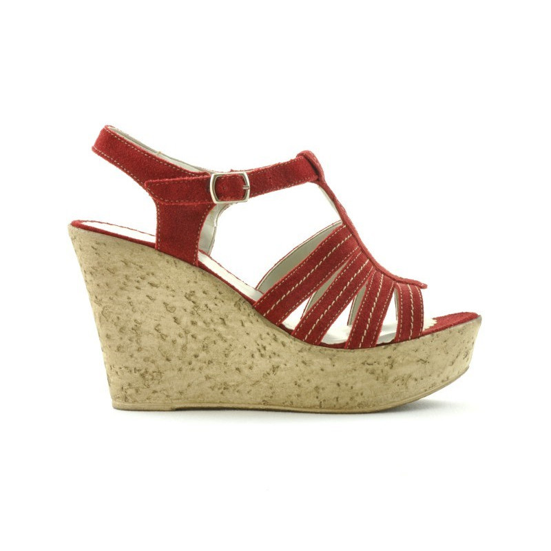 Damensandalen 598 Rot Veloursleder
