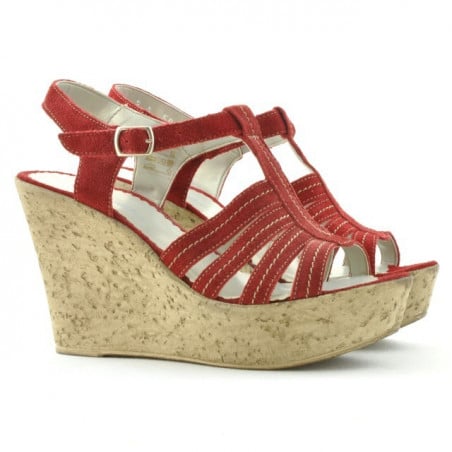 Damensandalen 598 Rot Veloursleder