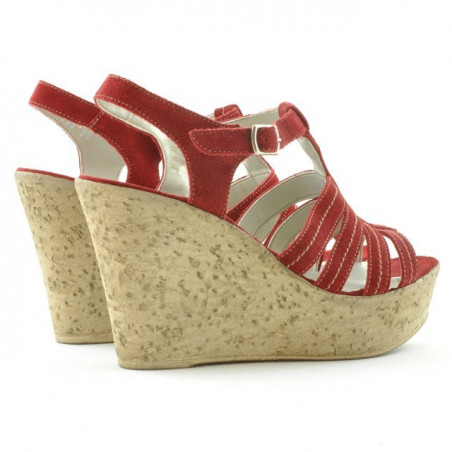 Damensandalen 598 Rot Veloursleder