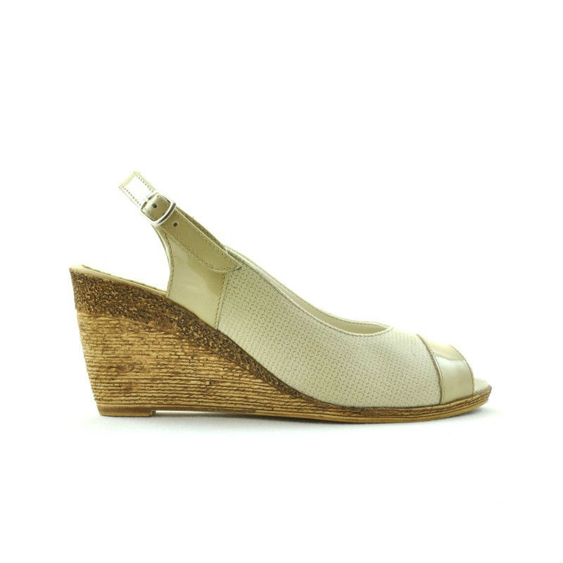 Damensandalen 5019 beige Lack kombiniert