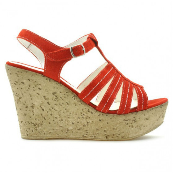 Damen Sandalen 598 Korallenrot Velours Damen Sandalen 598 Korallenrot Velours