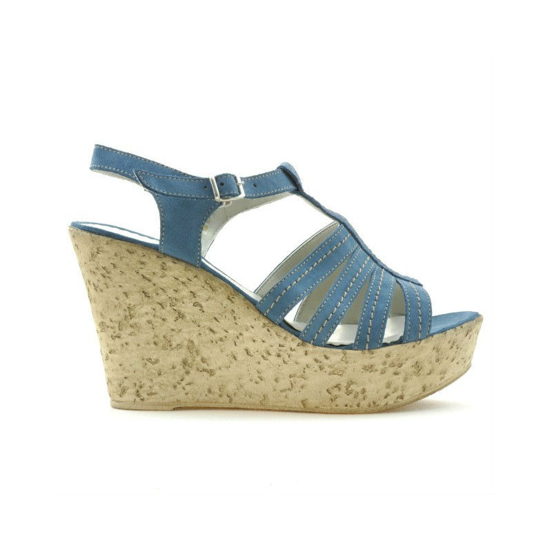 Damen Sandalen 598 blau Velours