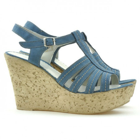 Damen Sandalen 598 blau Velours