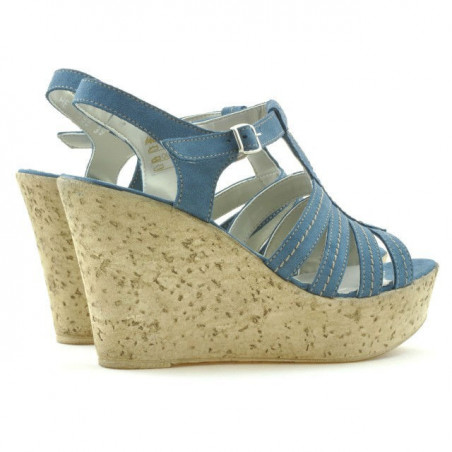 Damen Sandalen 598 blau Velours