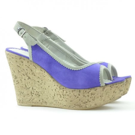 Damen Sandalen 5001 lila Veloursleder