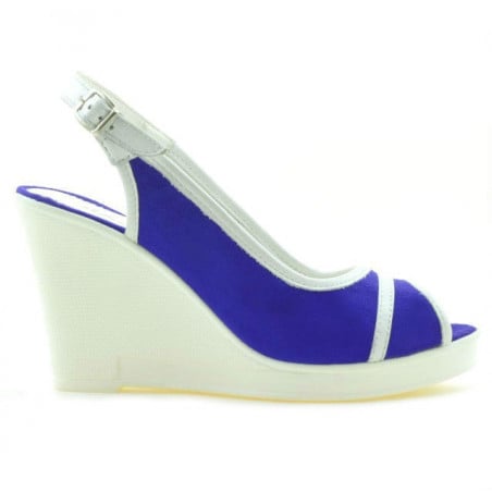 Damensandalen 5000 indigo Velours+weiß