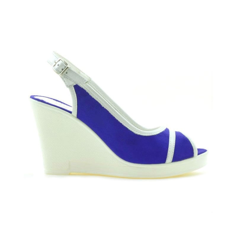 Damensandalen 5000 indigo Velours+weiß