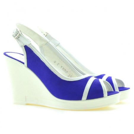 Damensandalen 5000 indigo Velours+weiß