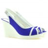 Damensandalen 5000 indigo Velours+weiß