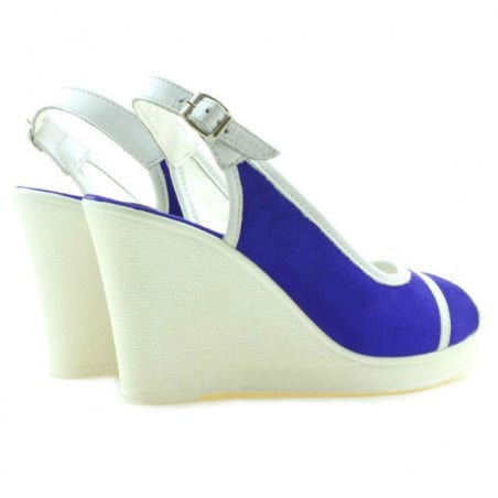 Damensandalen 5000 indigo Velours+weiß