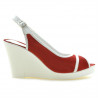 Damen-Sandalen 5000 rot Velours+weiß