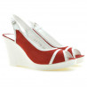 Damen-Sandalen 5000 rot Velours+weiß