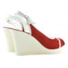 Damen-Sandalen 5000 rot Velours+weiß