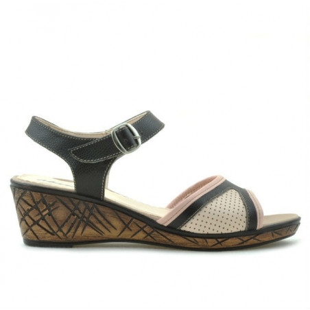 Damensandalen 5005p Kaffee+rosa perforiert