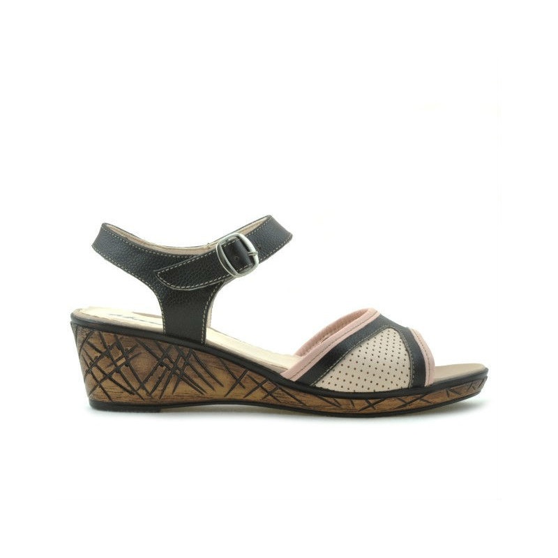 Damensandalen 5005p Kaffee+rosa perforiert