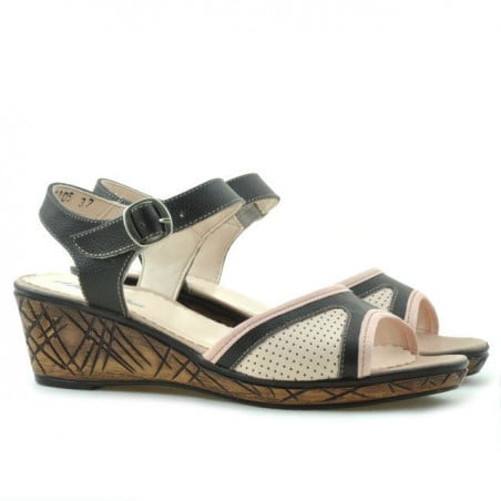 Damensandalen 5005p Kaffee+rosa perforiert