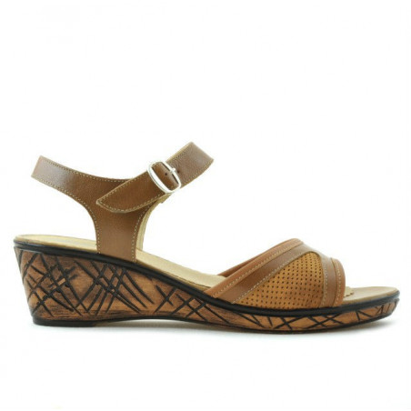 Damen Sandalen 5005p perforiert gewachstes Braun
