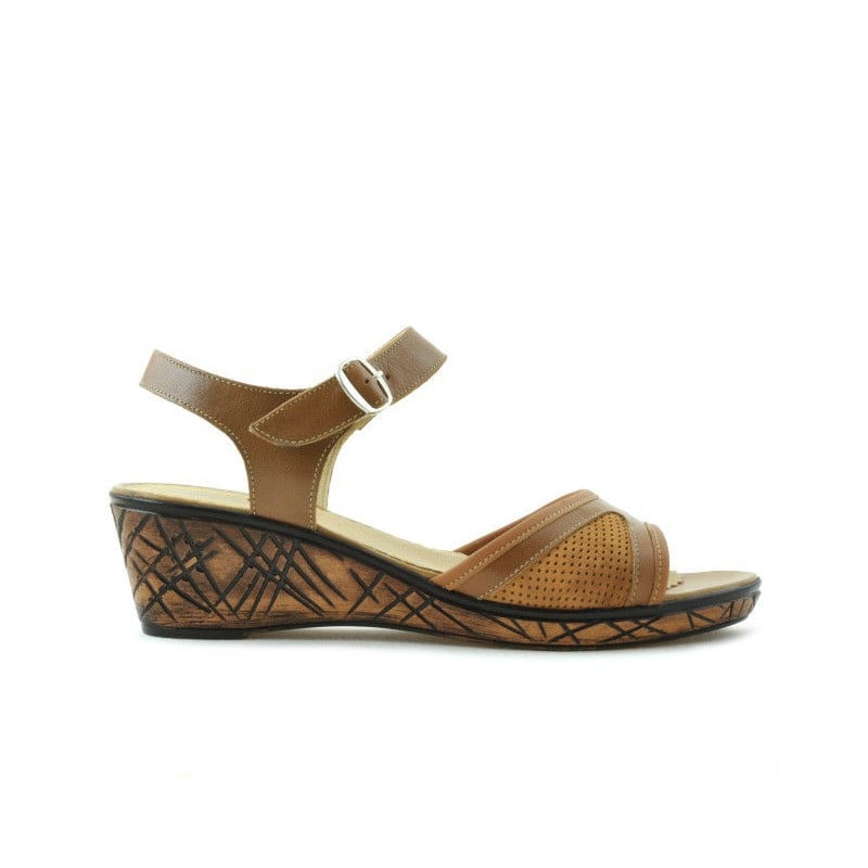 Damen Sandalen 5005p perforiert gewachstes Braun
