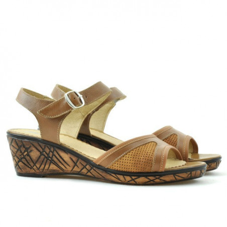 Damen Sandalen 5005p perforiert gewachstes Braun