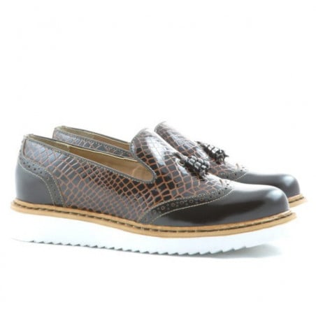 Damen Casual-Schuhe 659 Lack Kaffee kombiniert