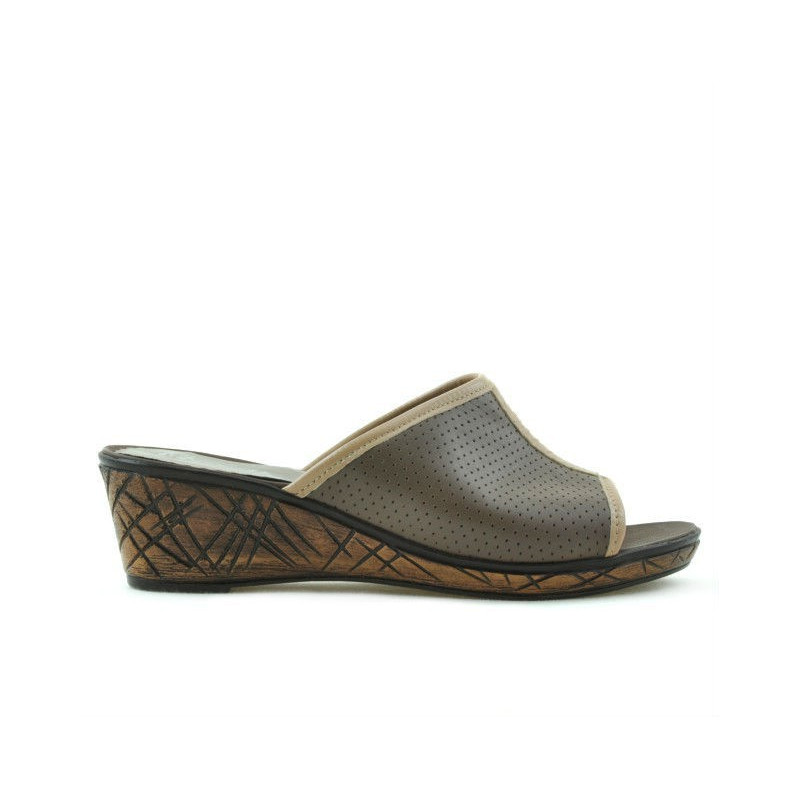 Damen Sandalen 5004p Cappuccino perforiert