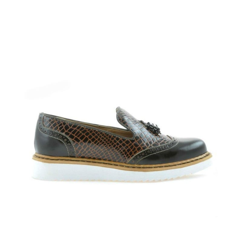 Damen Casual-Schuhe 659 Lack Kaffee kombiniert