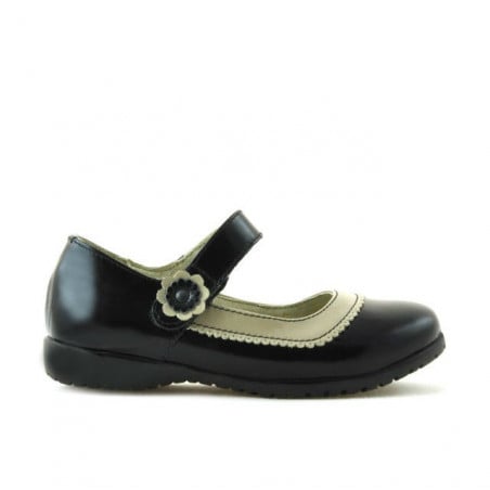 Kleinkinderschuhe 19c Lack Schwarz+Beige