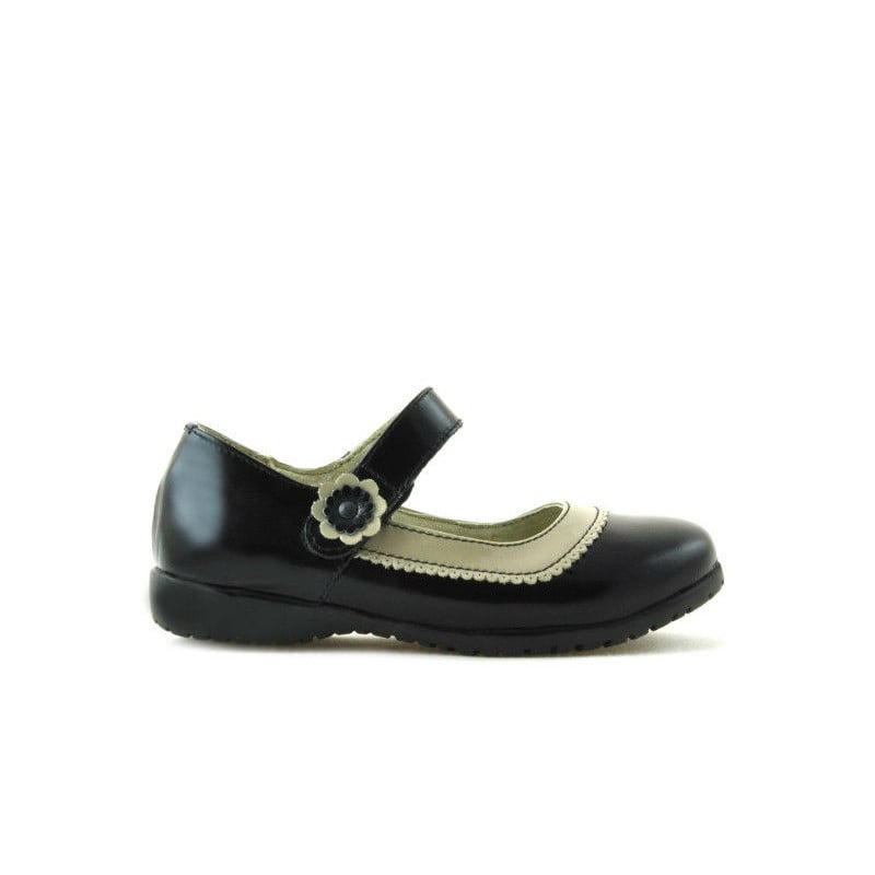Kleinkinderschuhe 19c Lack Schwarz+Beige