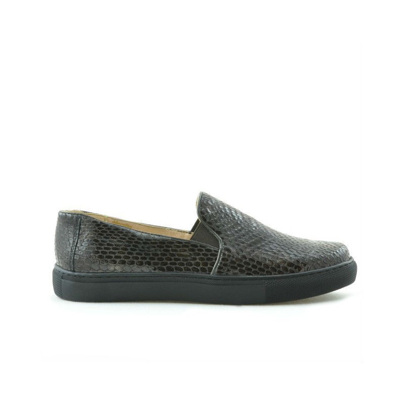 Damen-Sportschuhe 658 Krokodil Kaffee