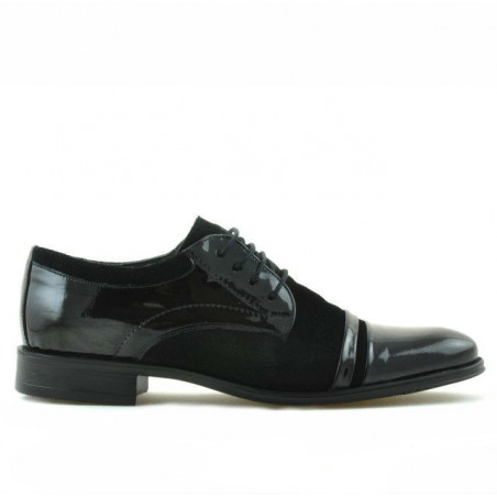 Elegante Schuhe für Jugendliche 391 kombiniert in schwarzem Veloursleder