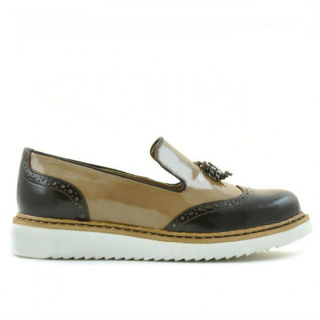 Damen Freizeitschuhe 659 Lack Beige kombiniert
