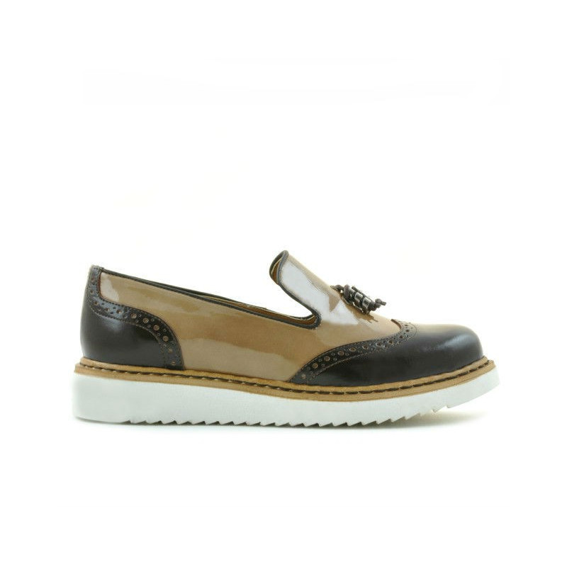 Damen Freizeitschuhe 659 Lack Beige kombiniert