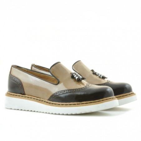 Damen Freizeitschuhe 659 Lack Beige kombiniert
