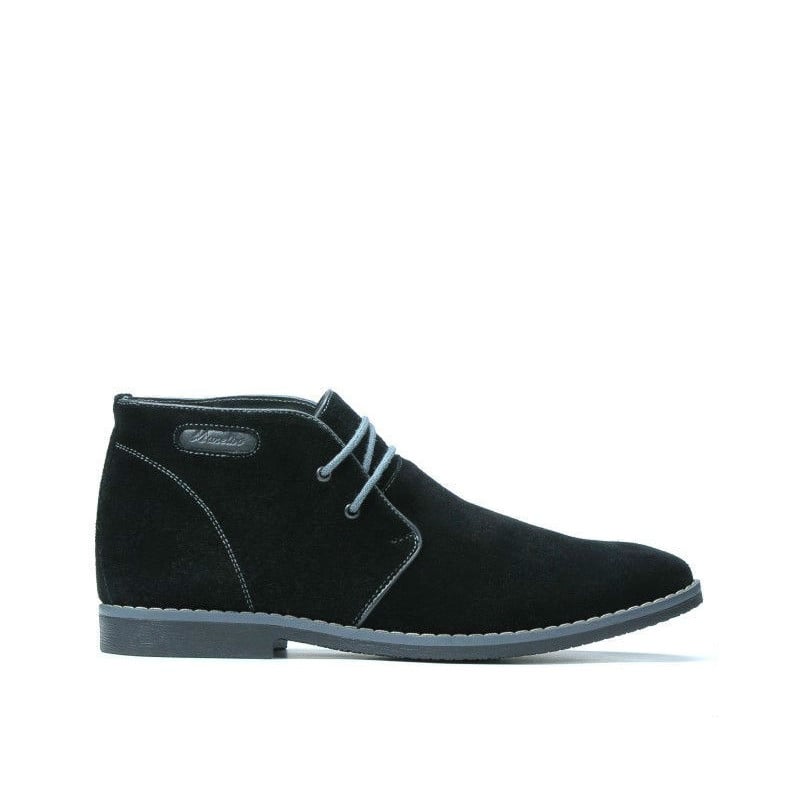 Herrenstiefel 454 schwarz Velours+grau